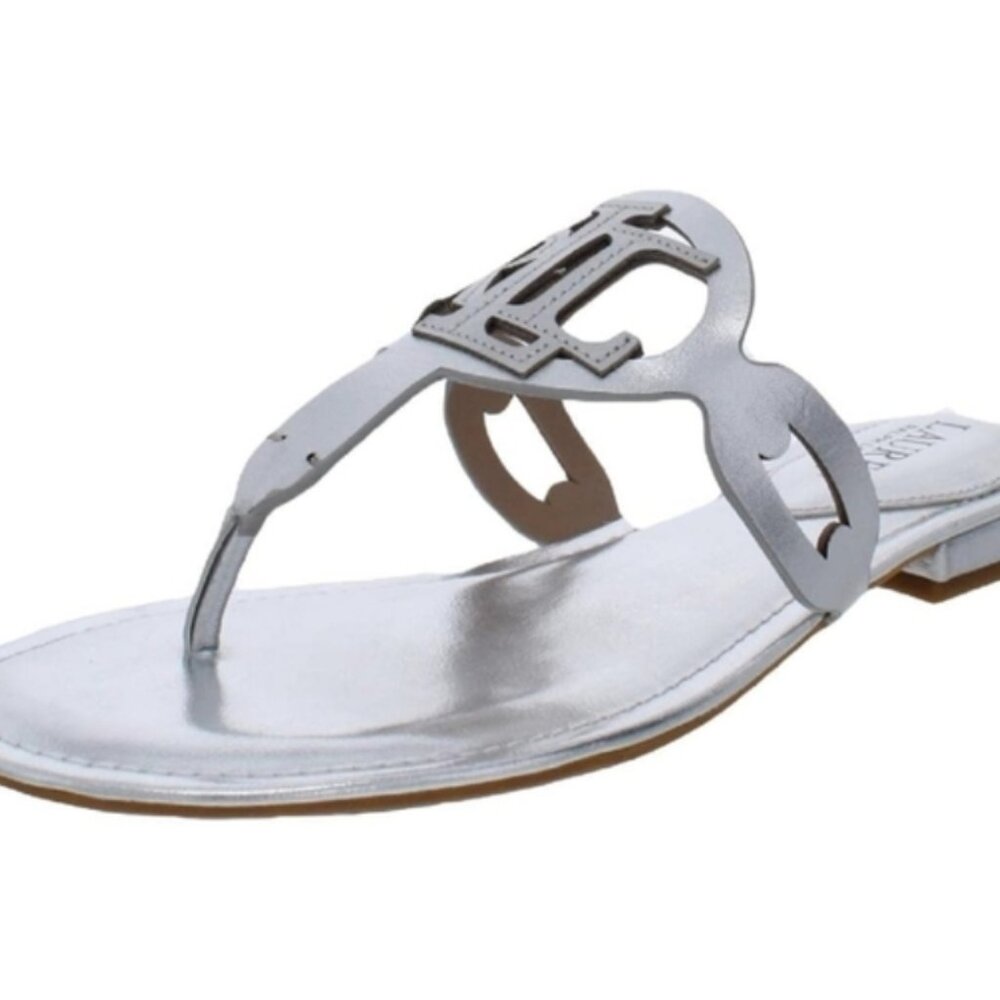 Lauren Ralph Lauren Metallic Silver Thong Sandals